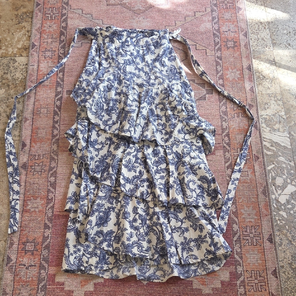 Especia Floral Blue and White Women's wrap around maxi Skirt